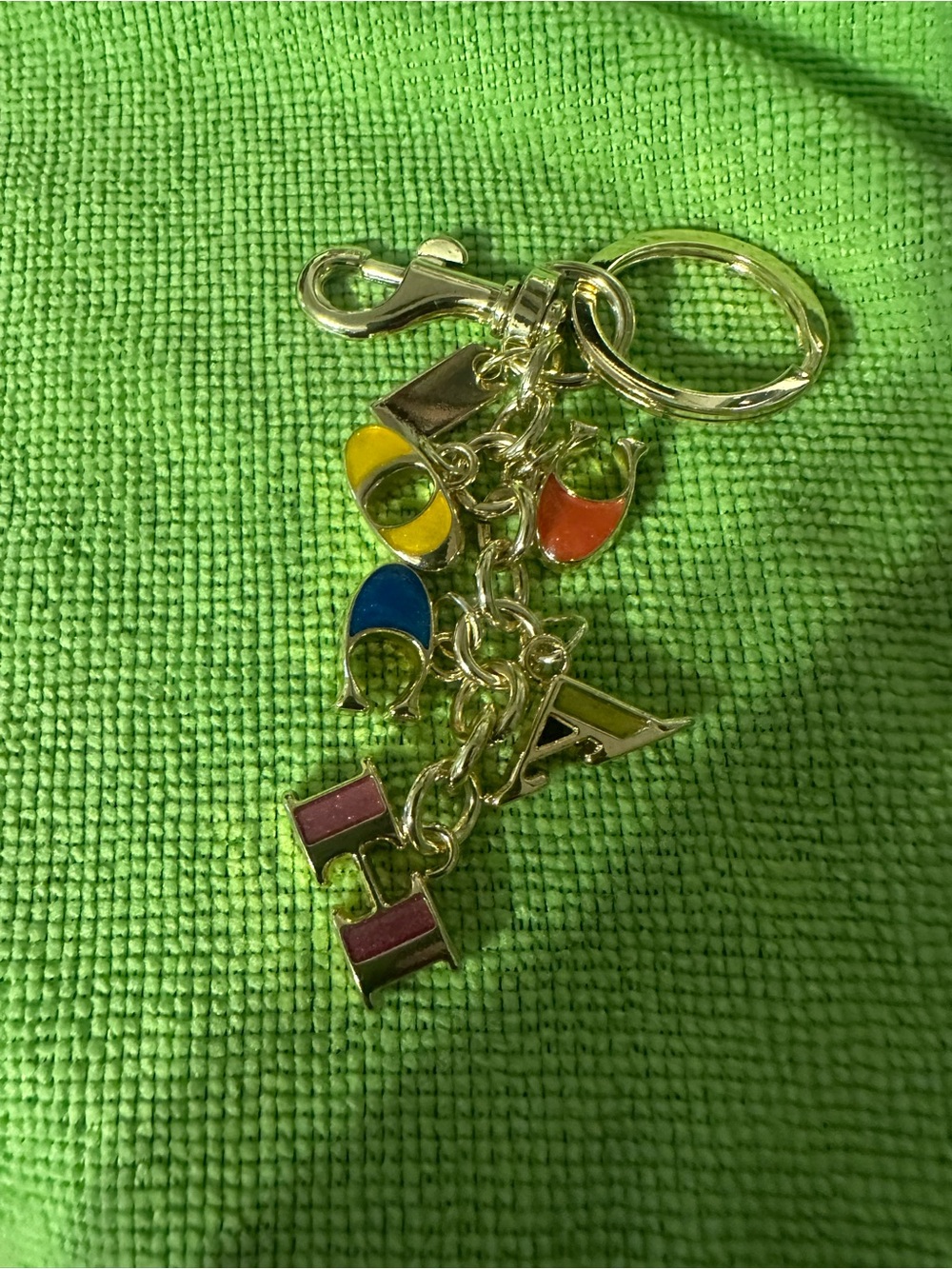 Fashion Colorful Enamel Letter Charm Keychain